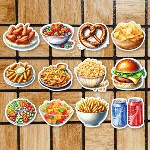 Watercolor Food Sticker Pack of 12 Vinyl Stickers - Waterproof Die Cut Stickers